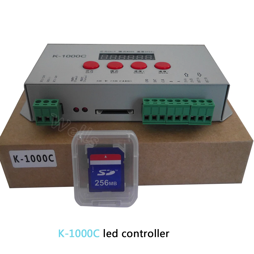 

Free shipping K-1000C (T-1000S Updated) controller WS2812B,WS2811,APA102,2813 LED 2048 Pixels Program Controller DC5-24V