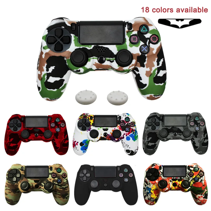

For PS4 Controller Gamepad Camo Silicone Rubber Skin Case Protective Cover For Playstation 4 Joystick with led light bar