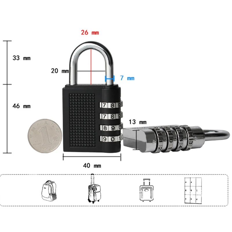 Лидер продаж всепогодный защита безопасности кодовый замочек 4-разрядный номер черный замок Heavy Duty для использования вне помещений