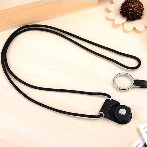 ABS+ нейлоновый держатель для мобильного телефона на шею для бега, ремешок для мобильного телефона, веревочный кошелек, подвеска со шнурком, holderKeys, застежка на запястье, цепь - Цвет: Black