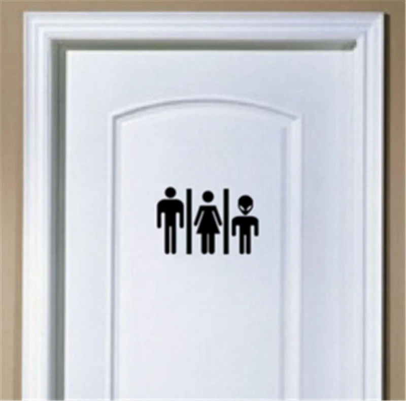 面白いエイリアントイレサインdiyドアステッカーデカール356浴室ドアサイン Toilet Sign Door Signdoor Sticker Aliexpress