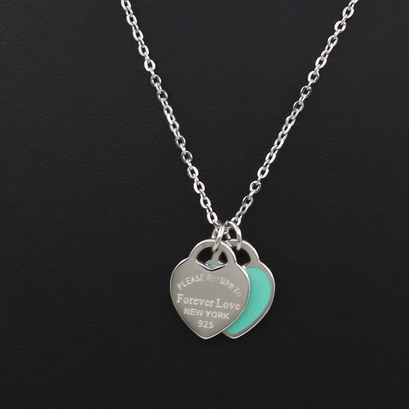 Новое поступление Любовь Двойное сердце Эмаль верхняя одежда FOREVER Love из