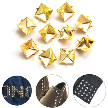 

100Pcs/lot 6-12MM Square Spikes Garment Rivets Clothing Four Claw Metal Clothes/Bag Studs Spikes DIY Leather Strap Craft Nail