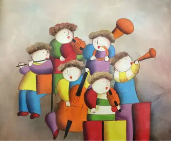 

Hand painted Canvas oil paintings Cartoon children painting Modern home decor wall art picture #2