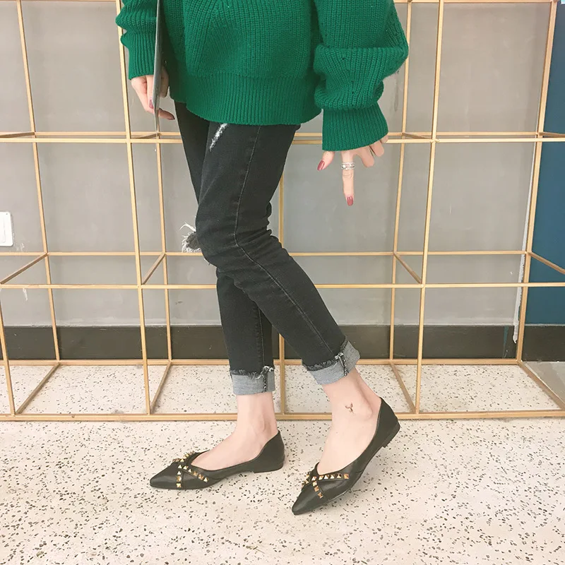 Bas Luxe Célibataires Femmes Confortable Fond Doux Pointu Designer Chaussures fonds De Plat Nouveau FAqUxSw