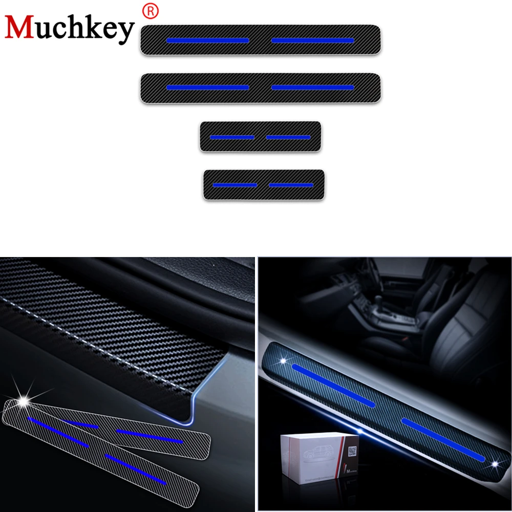 

4D Carbon Fiber Sticker For Toyota Avalon 2013 To 2018 Car Door Sill Protectors Scuff Plate Stickers Car-Styling 4Pcs