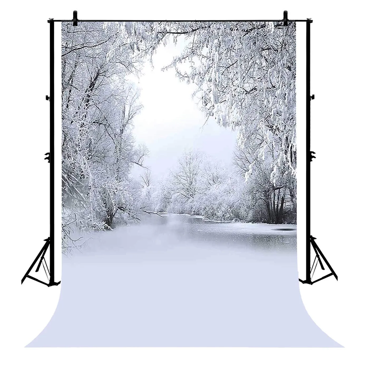

5x7ft Winter Silver Thaw Frozen Lake Scenery Polyester Photo Background Portrait Backdrop