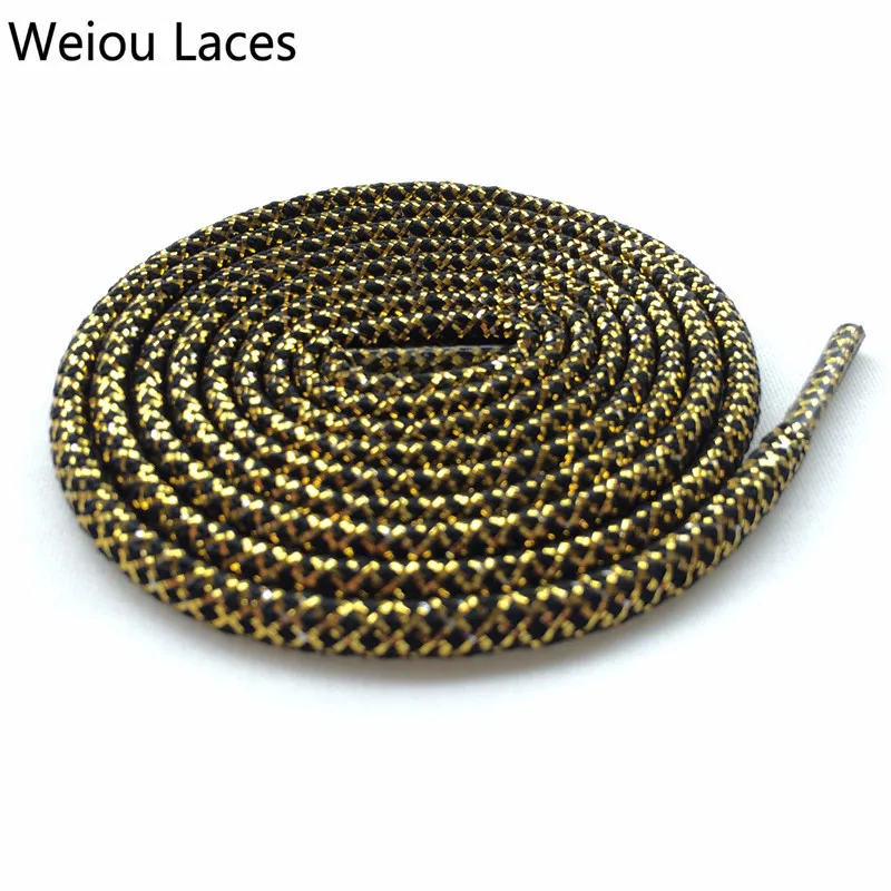 

Weiou Two Toned Shoe Laces Gold Silver Metallic Shoelaces Glitter Shoe Strings White Round Shoestrings Trainer Laces 137cm/54