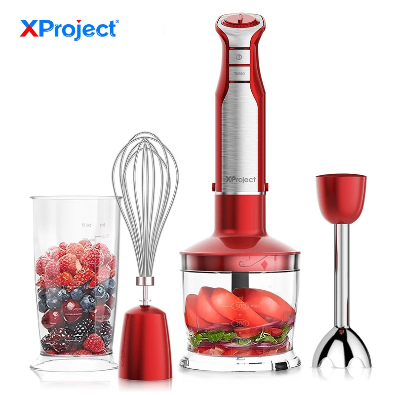 

XProject 6 Speed Powerful Immersion Hand Blender 800W 4-in-1 Hand Blender mixer with Food Processor Smoothie Bar Fruit Blender