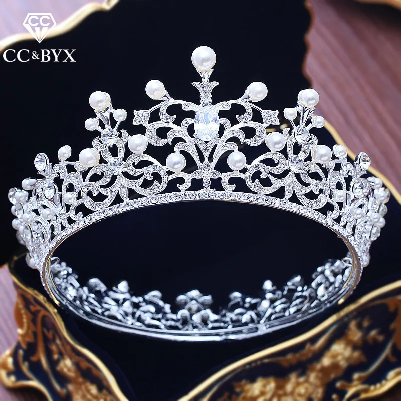 

CC big tiaras and crowns round luxury engagement wedding hair accessories for bride queen party bridesmaids jewelry gifts XY248