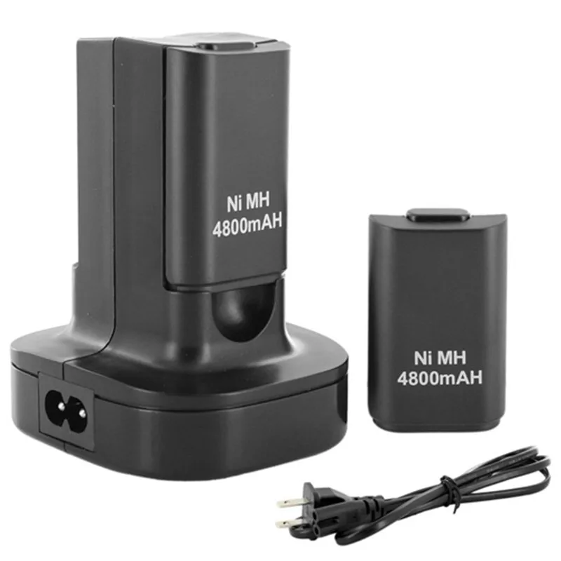 High Quality Dual Charger Dock Station + 2Pcs 4800mAh Rechargeable Battery for Xbox 360 Controller Battery Replacement Kits High Quality Dual Charger Dock Station + 2Pcs 4800mAh Rechargeable Battery for Xbox 360 Controller Battery Replacement Kits