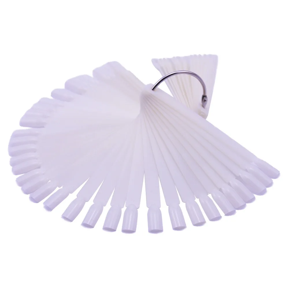 

50PCS False Nail Tips Fan shaped Fake Nail Art Tips Polish UV Gel Sticker Decoration Display Stick Gel Salon Tool Clear Natural