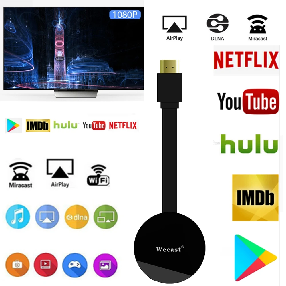 

2018 Wireless WiFi Display HD TV Screen Mirroring Dongle For 2 Netflix YouTube Crome Chrome Cast G2