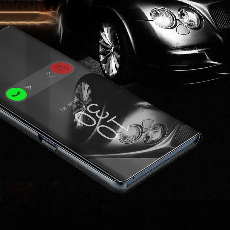 

YISHANGOU Clear View Mirror Style Flip Phone Cases For iPhone X XR 8 6 6S 7 Plus XS Max Cover Ultra Slim PU Leather Stand Cover