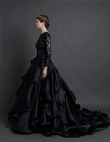 Black Gothic Wedding Lace Long Sleeve Ball Gown Backless Black Gothic Wedding Lace Long Sleeve Ball Gown Backless Gowns Bridal Vestido Novia Corto In From Weddings Events