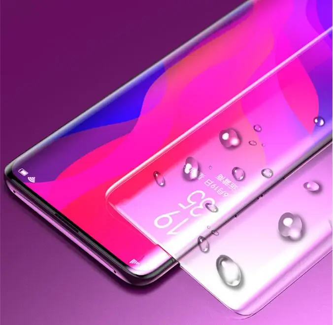 Новейший УФ жидкий Полный Клей закаленное стекло протектор экрана для OPPO Find X 1