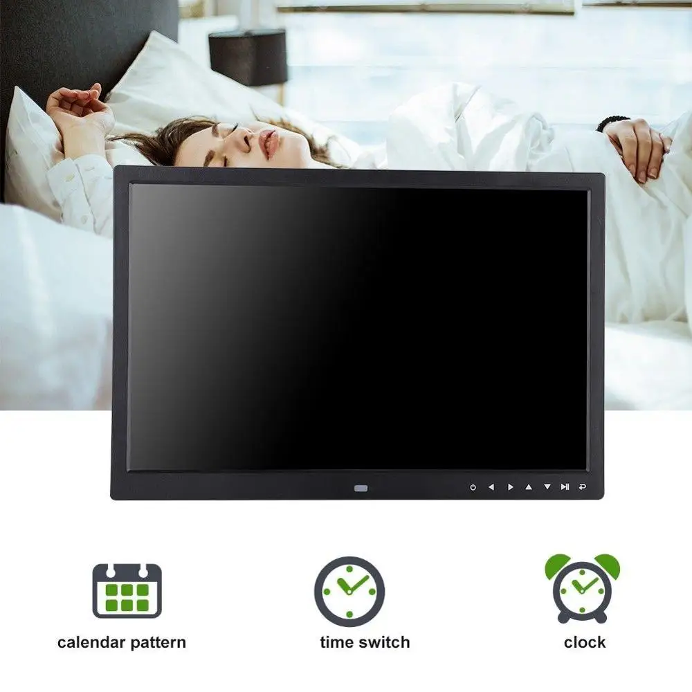 US $115.17 17Inch HDMI Movie Player Digital Photo Frame Album Touch Button Alarm Clock MP3 MP4 Remote Control