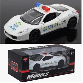 

Musical/Flashing/Pull Back/Alloy Police Cars 1:32 Motor Racing/Sport Car Model toys children's Best Educational Gift Free Ship