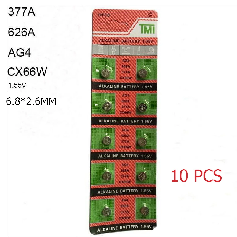 10 шт. 377 батарея AG4 LR626 626 1,55 в sr626sw CX66 Щелочная батарейка для часов, игрушки, удаленная батарея для монет