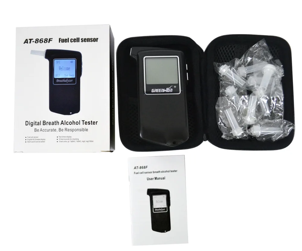 

3pcs/2019 greenwon New Police Digital LCD Fuel cell sensor breath alcohol tester Breathalyzer Analyzer Detector