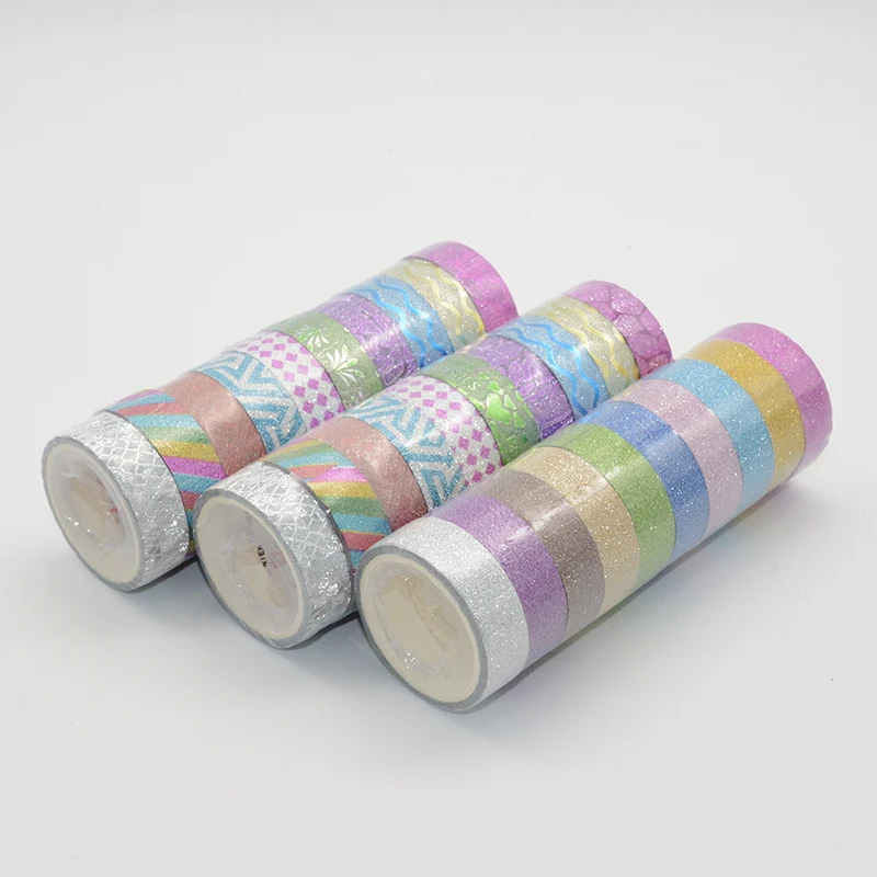 

Glitter Washi Tape Set Washitape Masking Tapes Stickers Scrapbooking Fita Adesiva Pack Cute Japanese Stationery Christmas