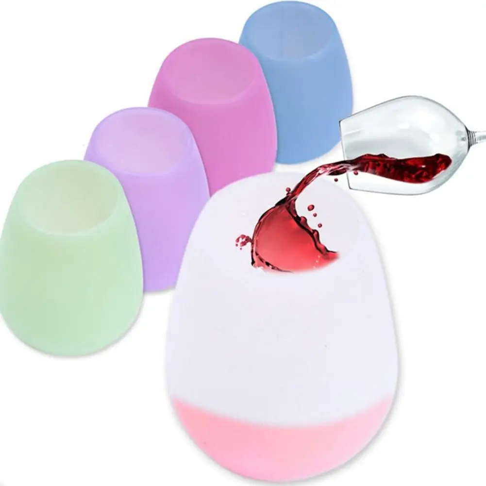 

1/2/3/4Pcs Foldable 350ml Silicone Wine Beer Water Cups Unbreakable Tooth Mug Portable Folding Colorful Beer Container