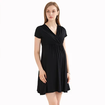 

Summer Short Sleeve V-neck Maternity Dress 2018 New Fashion European American Hot Mommy Slim Postpartum Nursing Dress Vestidos