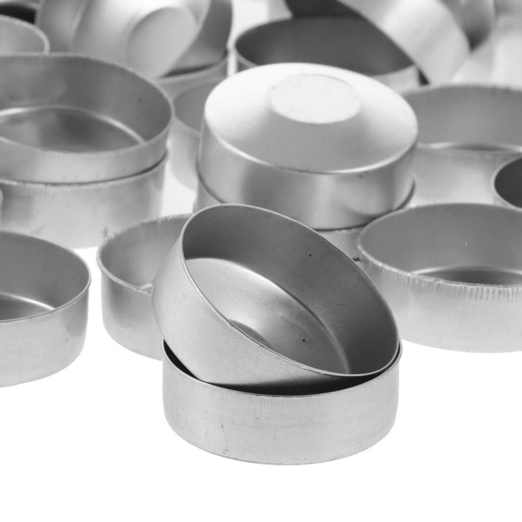 100 Pieces Turned Edge Empty Aluminum Case Tealight Cups Containers + 100 pieces wax wicks 