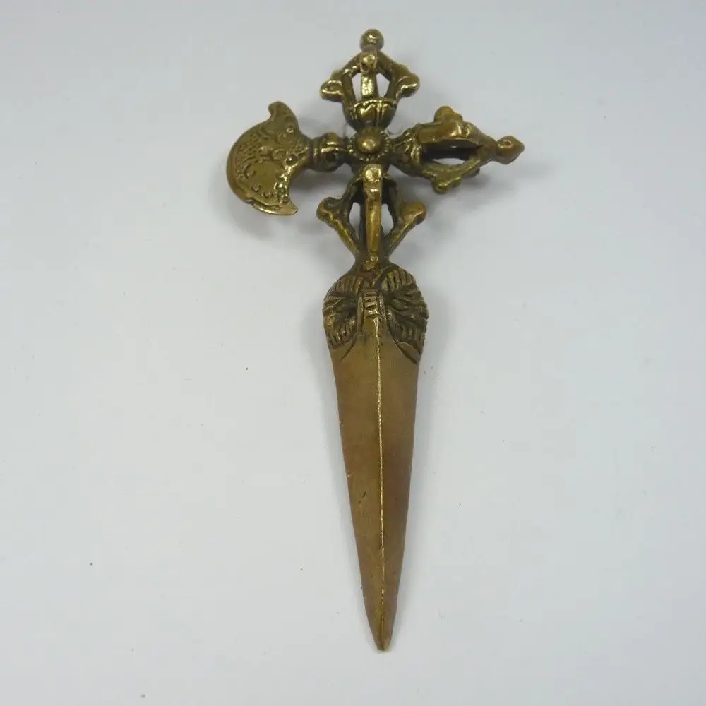 Oriental superb china handwork copper carved figure Exorcism toolin