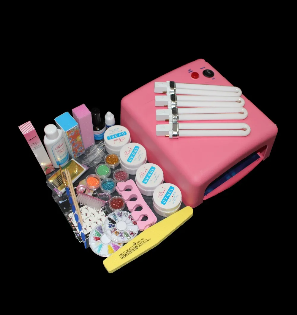 

High quality Pro 36W UV Dryer Lamp Curing Files Sanding False Nail Art Tips Gel Tools DIY Set BTT-115 free shipping