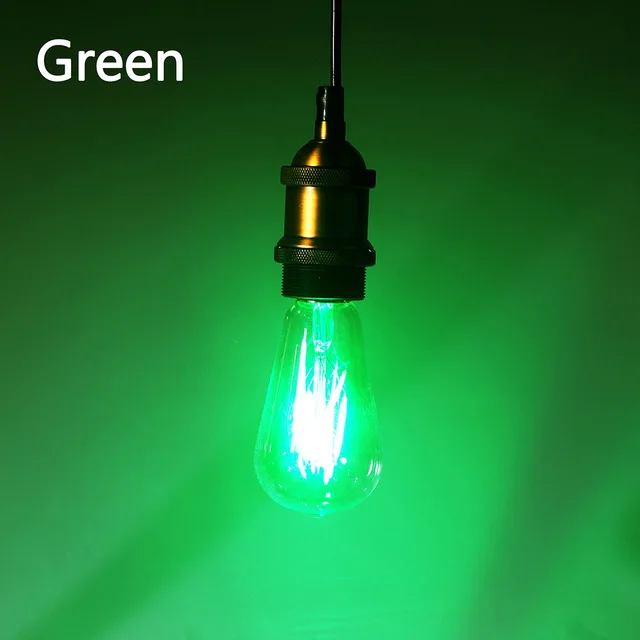 Синий, красный, розовый, зеленый светодиодный светильник накаливания Edison ST64 COB светодиодный светильник 220v E27 ретро глобус замена - Испускаемый цвет: Green 4LED 8W