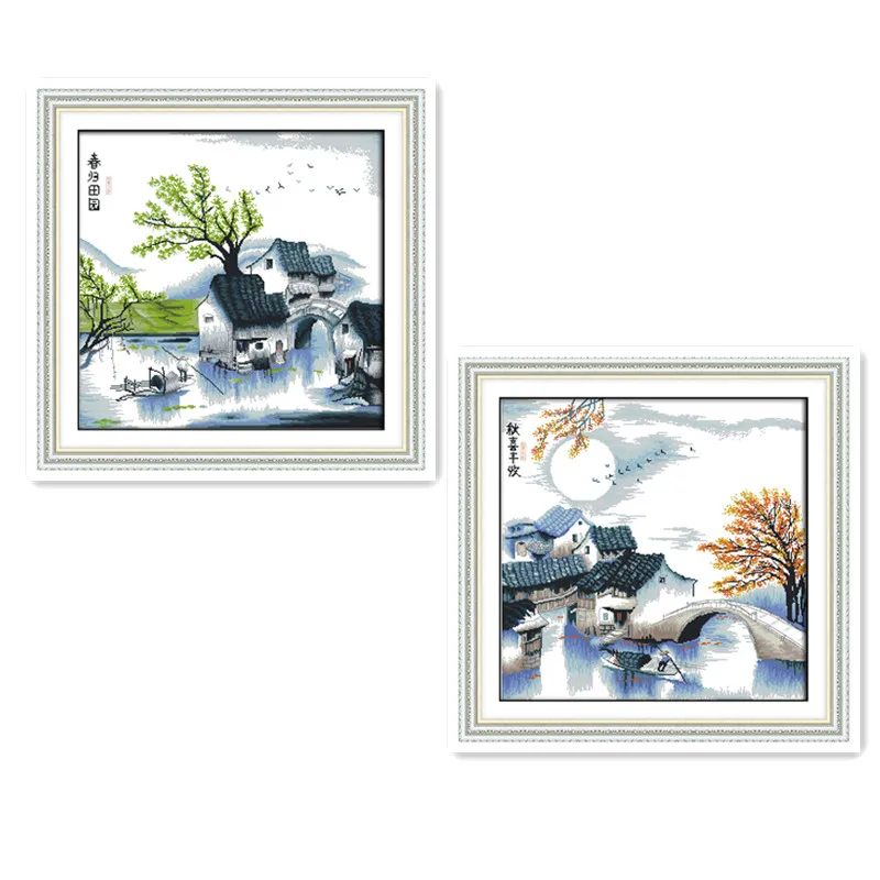 Joy Sunday Jiangnan красивый пейзаж классические китайские характеристики шитье