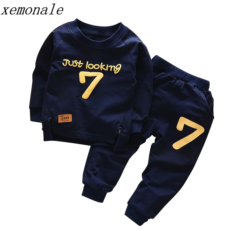 Spring Autumn Children Boys Girsls Clothing Cotton Long Sleeve Letter Sets Kids Clothes Tracksuit Baby T-Shirt Pants 2 Pcs/Suit
