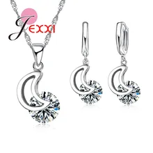 Индивидуальный дизайн 925 пробы серебряная Луна дизайн кулон ожерелье серьги круглые каменные подвесные украшения наборы колье