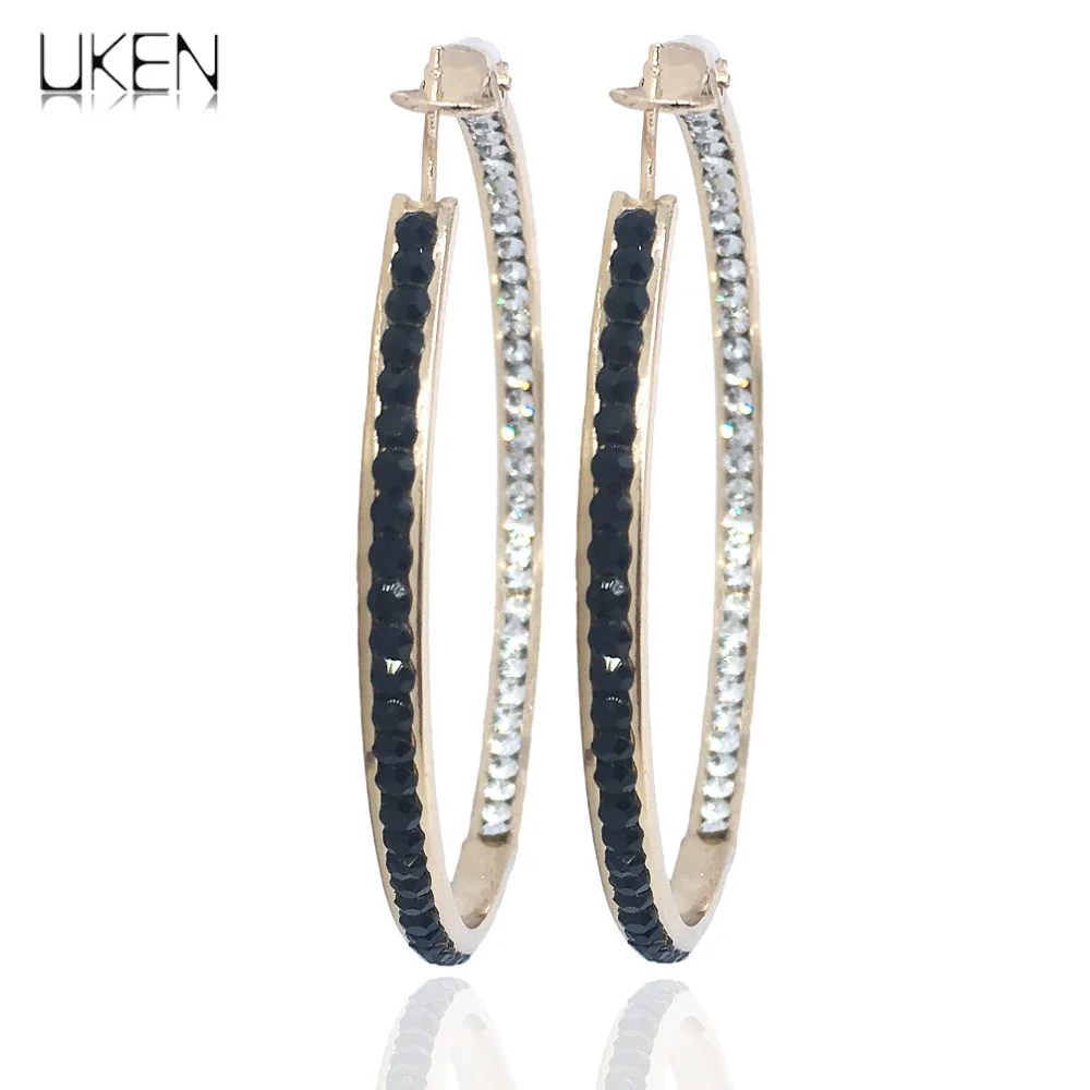 

Luxury Rhinestones Big Hoop Earrings Women 2018 Fashion 50mm Diameter Statement Earrings Women's Wedding Jewelry UKEN
