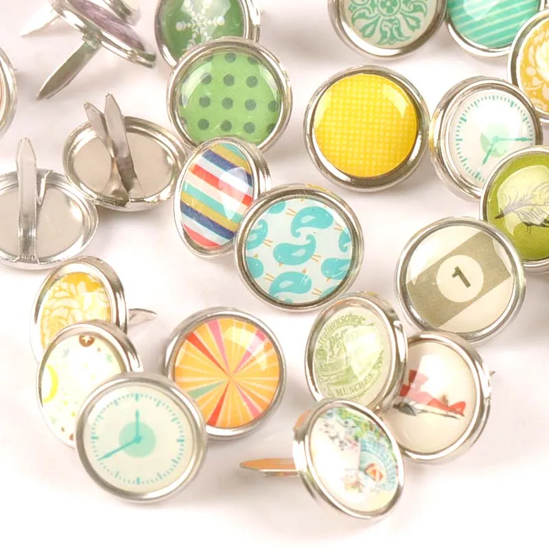

30Pcs Mixed Round Brads Garment Rivets Fastener Studs And Spikes Scrapbooking DIY Brad Metal Crafts Shoes Decorations c2158