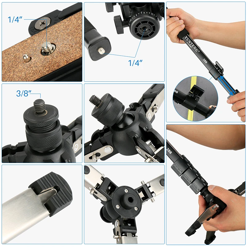  Ulanzi Travel Tripod Lightweight Monopod 58in Tripode with Quick Release Plate Video Ball head for 
