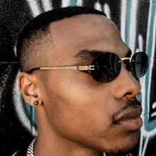 Роскошные без оправы мужские солнцезащитные очки в стиле стимпанк, модный овал дизайнерские Для женщин солнцезащитные очки в стиле «панк» новые дизайнерские темные очки