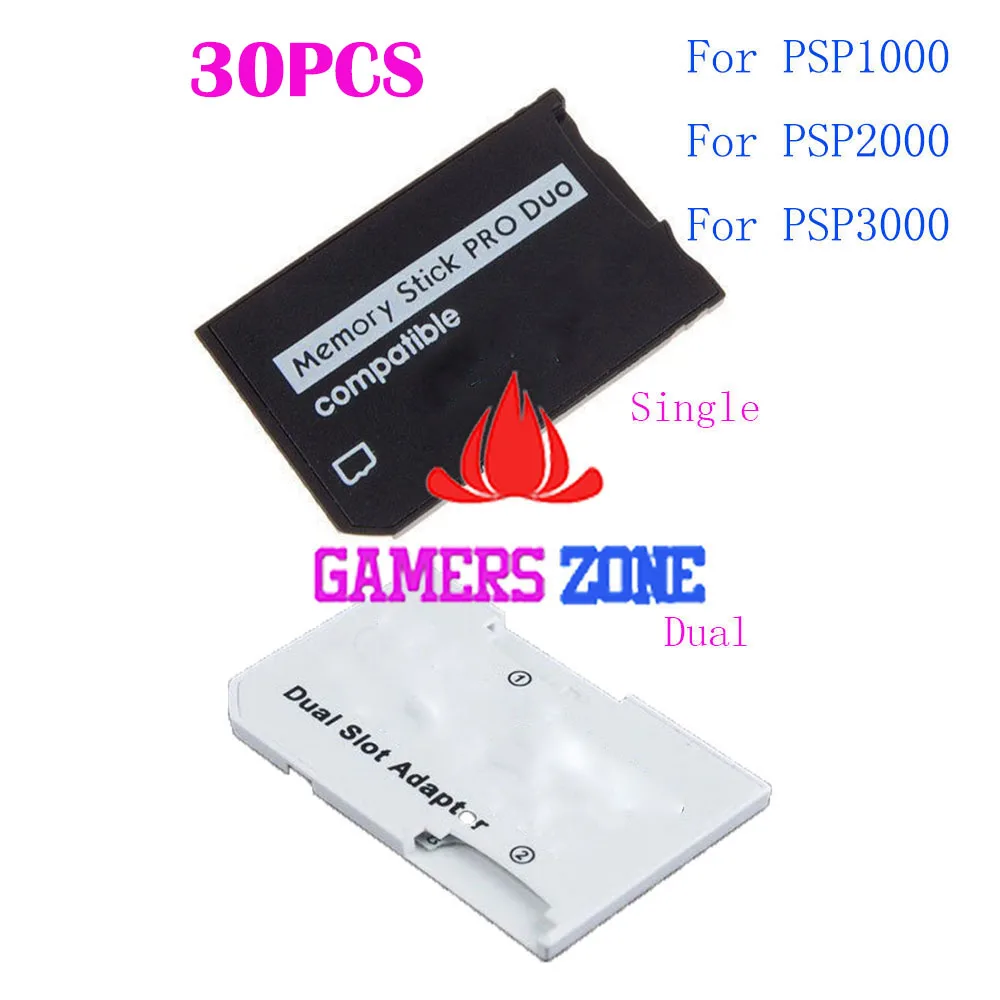 

30PCS SD HC to Memory Stick MS Pro Duo Card Dual 2 Slot Adapter for Sony PSP 1000 2000 3000