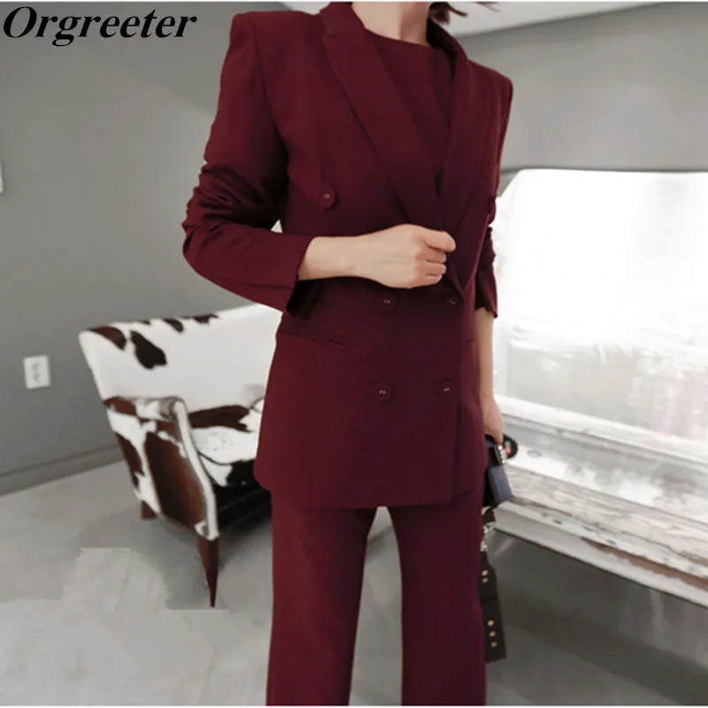 Red wine Suit Coat And Jackets 2018 Fall Winter Long