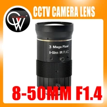 3.0MP 8-50mm C Mount Lens F1.4 Manual IRIS zoom Focus lens for cctv camera lndustrial Microscope Camera