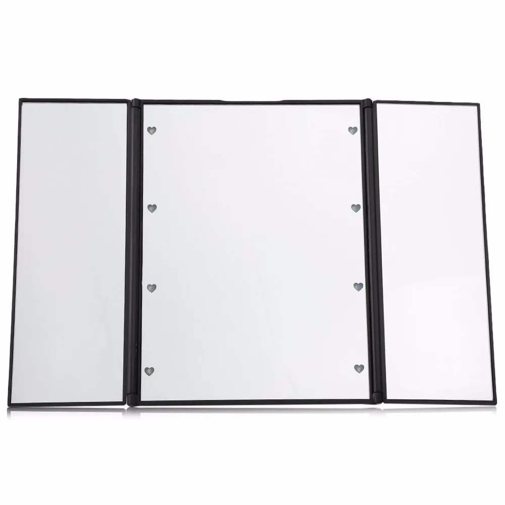 

Three Folding Table Led Lamp Luminous Makeup Mirror Portable Toilet Cosmetic Mirror Adjustable Tabletop Countertop Light Mirror