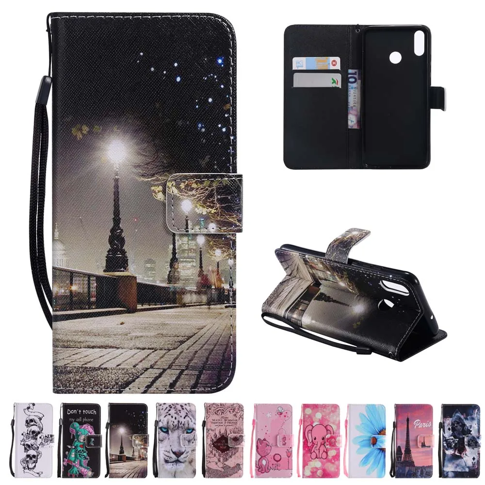 

PU Leather Case For Huawei Honor 8X Painted Patterned Wallet Flip Phone Cases Cover For Huawei Honor8X Back Protector Coque Capa