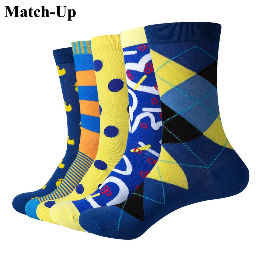 Мужские хлопковые носки Match Up мужские деловые Повседневные с желтой уткой для