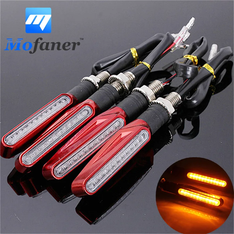 

4Pcs Universal Motorcycle Bike 12 LED Turn Signal Light Red Motorbike Indicator Blinkers Light Amber For Kawasaki Honda