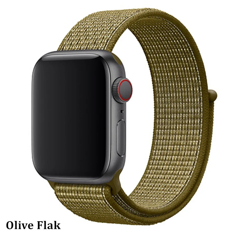 Нейлоновый ремешок для apple watch 5 4 band correa apple watch 44 мм 42 мм 40 мм 38 мм iwatch 5 4 3 2 1 цветной браслет - Цвет ремешка: Olive Flak