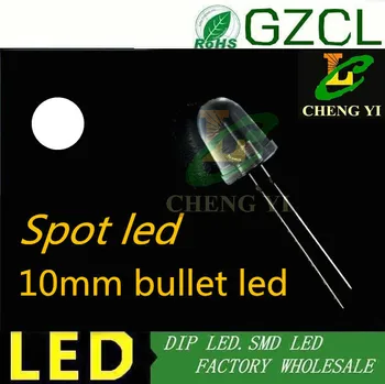 

White 10MM Round LED 6000-6500K 3.0-3.5V LED diode bullet dip led(CE&Rosh)