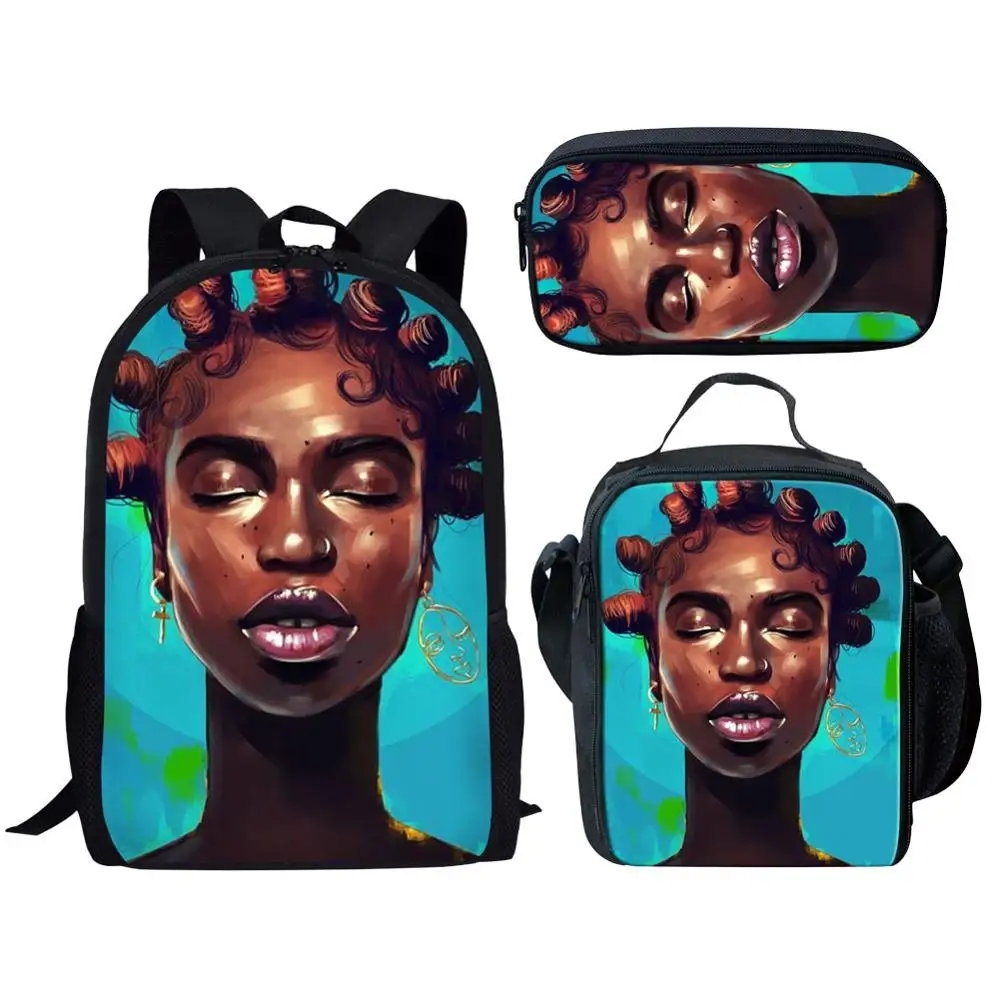 FORUDESIGNS/детская школьная сумка для детей черный в стиле афро для девочек Школьный рюкзак для студентов 3 шт./компл. сумка Mochila Escolar - Цвет: YQ4283CGK
