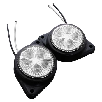

2Pcs Round Side Marker LED Light Indicator Lamp For Van Car Truck Trailer 12V white