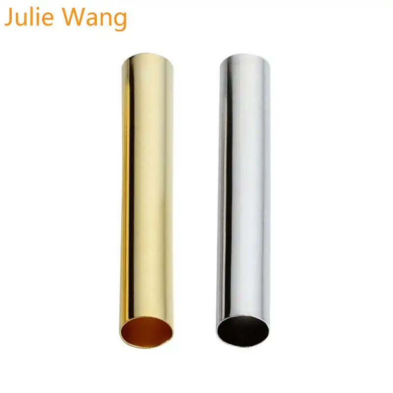 

Julie Wang 100pcs Gold/silver Copper Tube Spacer Beads Connectors Fit 4mm Cord DIY Necklace Bracelet Jewelry Making Accessories